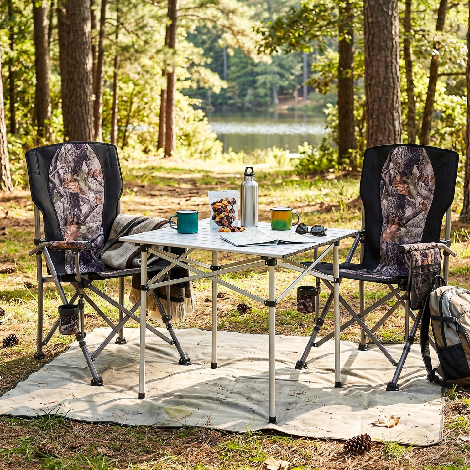 400 LBS Folding Camping Chair With Covers, Black Camping Furniture at Gallery Canada