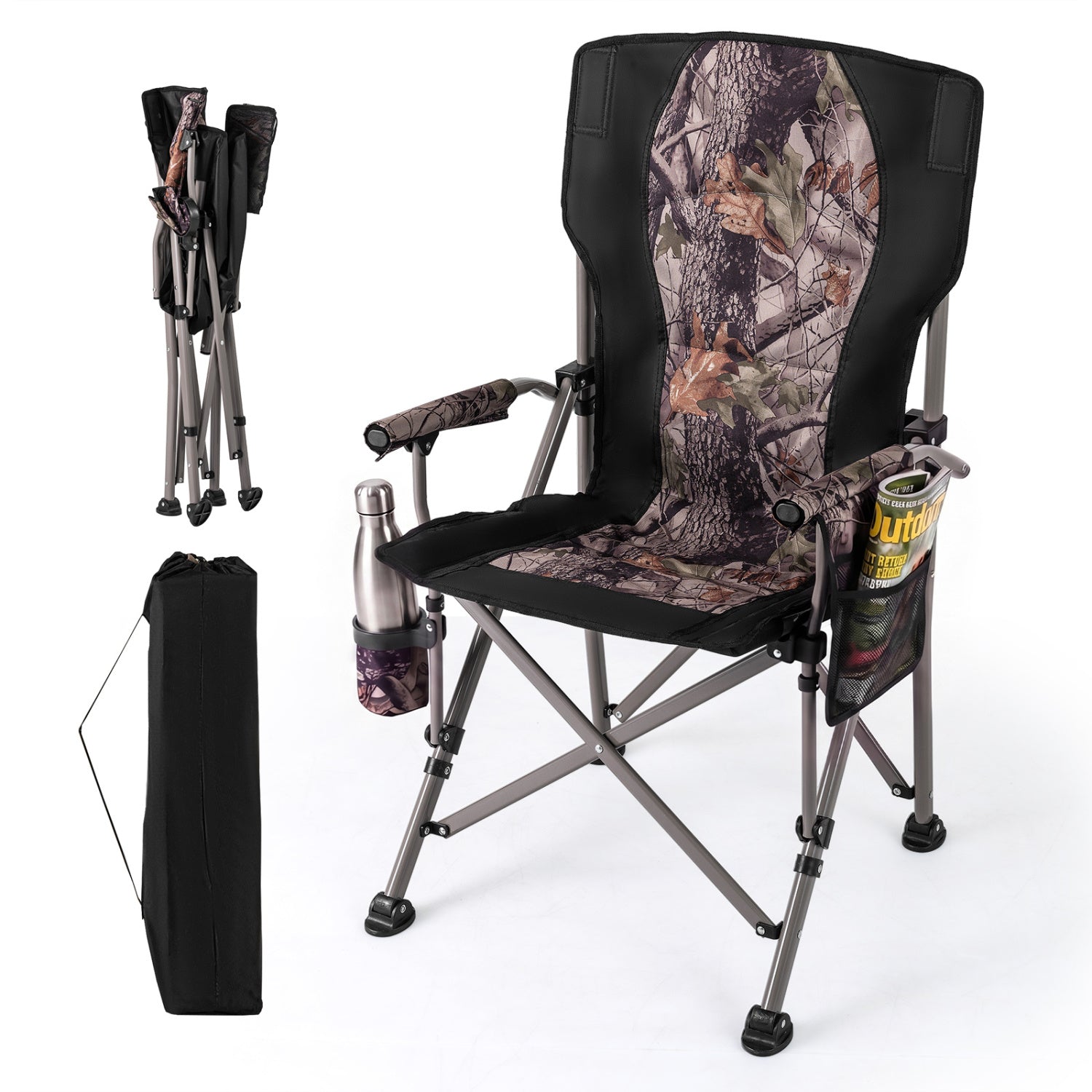 400 LBS Folding Camping Chair With Covers, Black Camping Furniture at Gallery Canada