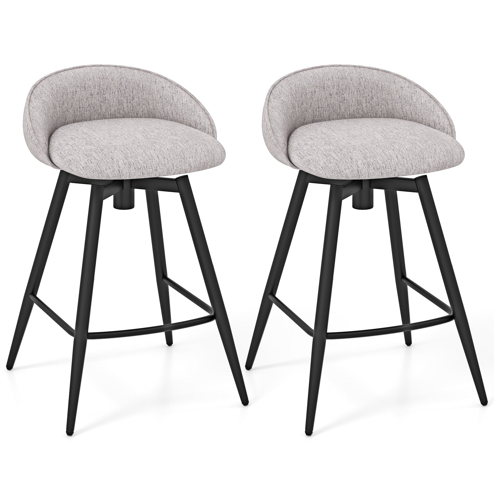 Upholstered Bar Stools Set of 2, With Footrest and Backrest, Gray Bar Stools at Gallery Canada