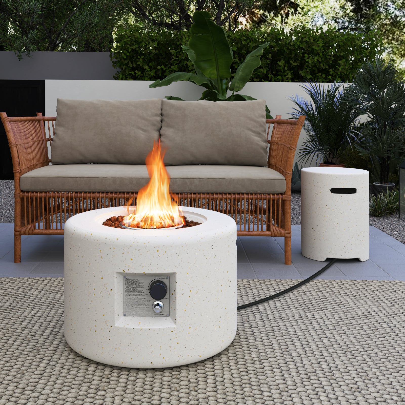 40,000 BTU Fire Pit Table Set, Hideaway Tank Holder, White Fire Pit Tables at Gallery Canada