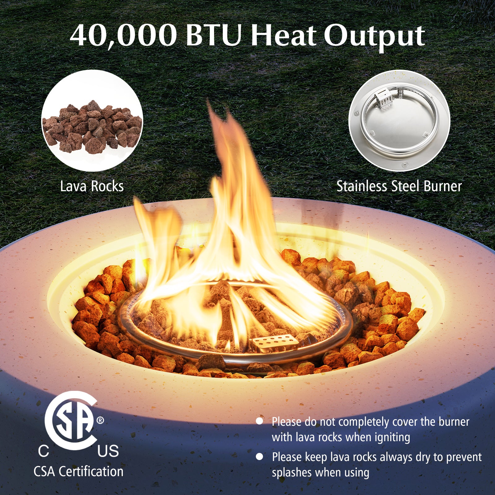 40,000 BTU Fire Pit Table Set, Hideaway Tank Holder, White Fire Pit Tables at Gallery Canada