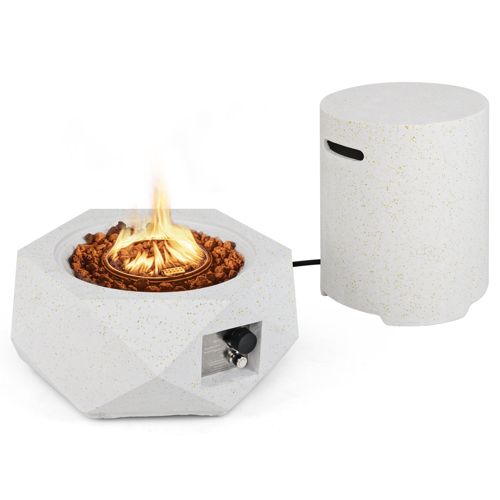40,000 BTU Fire Pit Table Set, Stainless Steel Burner, White Fire Pit Tables at Gallery Canada