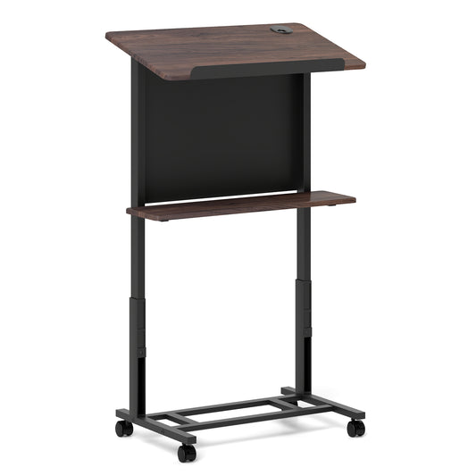 40.5-49 Inch Height Adjustable Rolling Podium Stand Lectern Table, Black Laptop Tables & Printer Stands Black at Gallery Canada