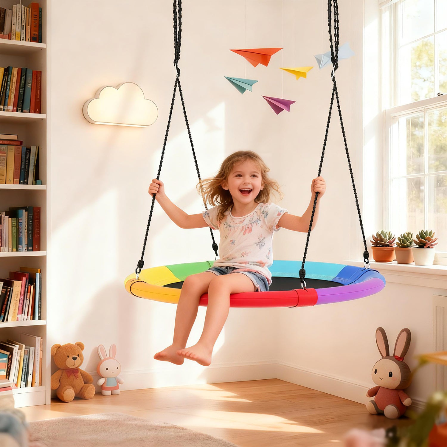 40 Inch Flying Saucer Tree Swing, Outdoor Kids Play, Multicolor Swing & Playsets at Gallery Canada