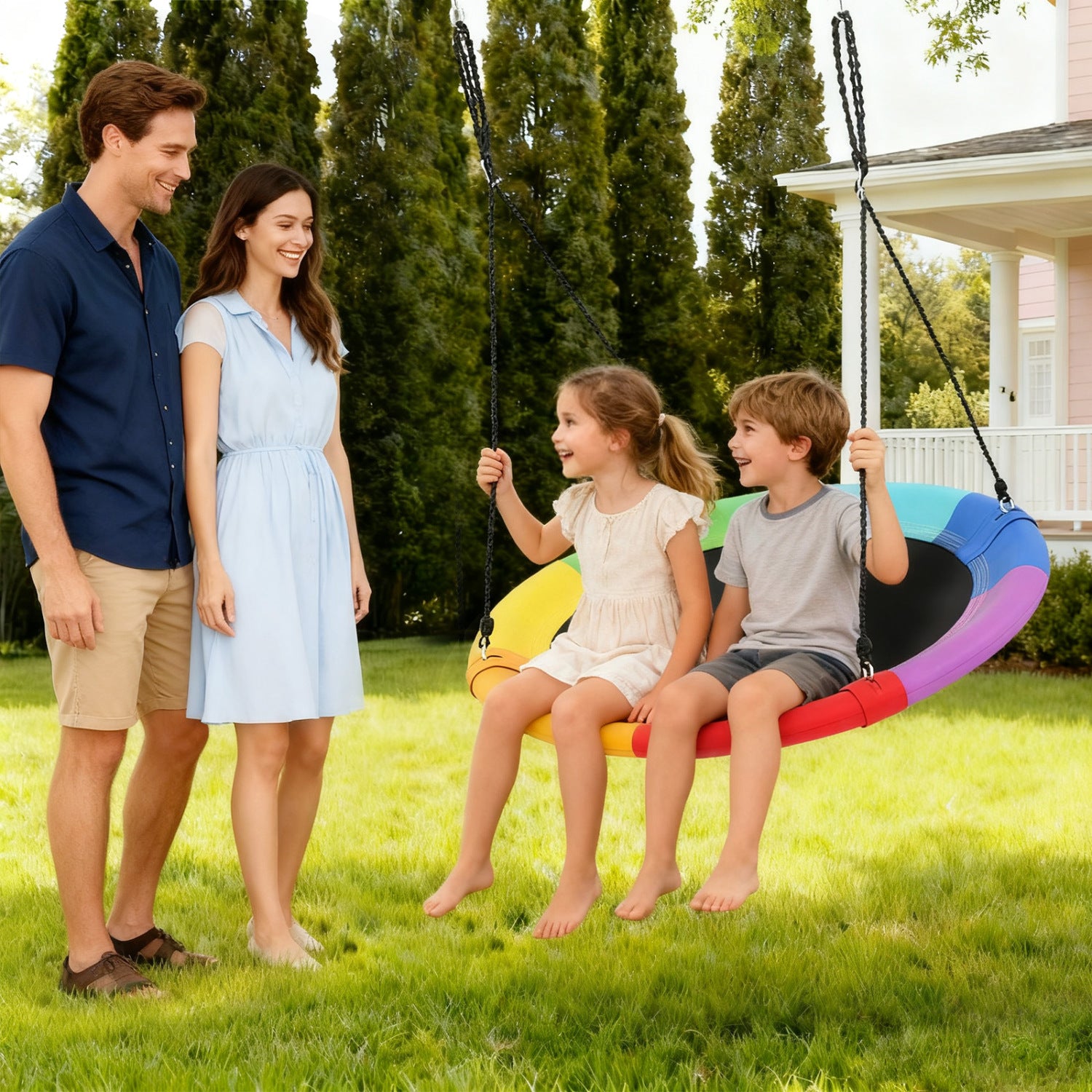 40 Inch Flying Saucer Tree Swing, Outdoor Kids Play, Multicolor Swing & Playsets at Gallery Canada
