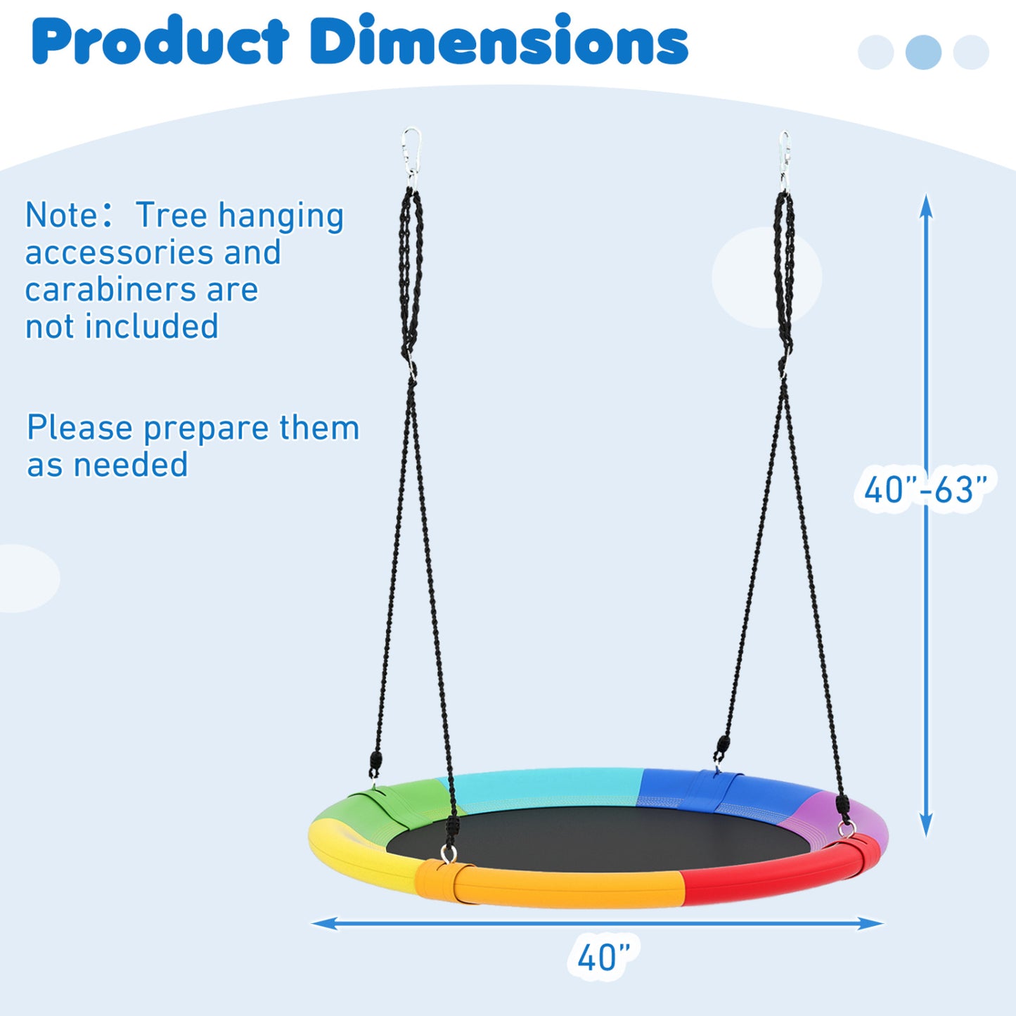 40 Inch Flying Saucer Tree Swing, Outdoor Kids Play, Multicolor Swing & Playsets at Gallery Canada