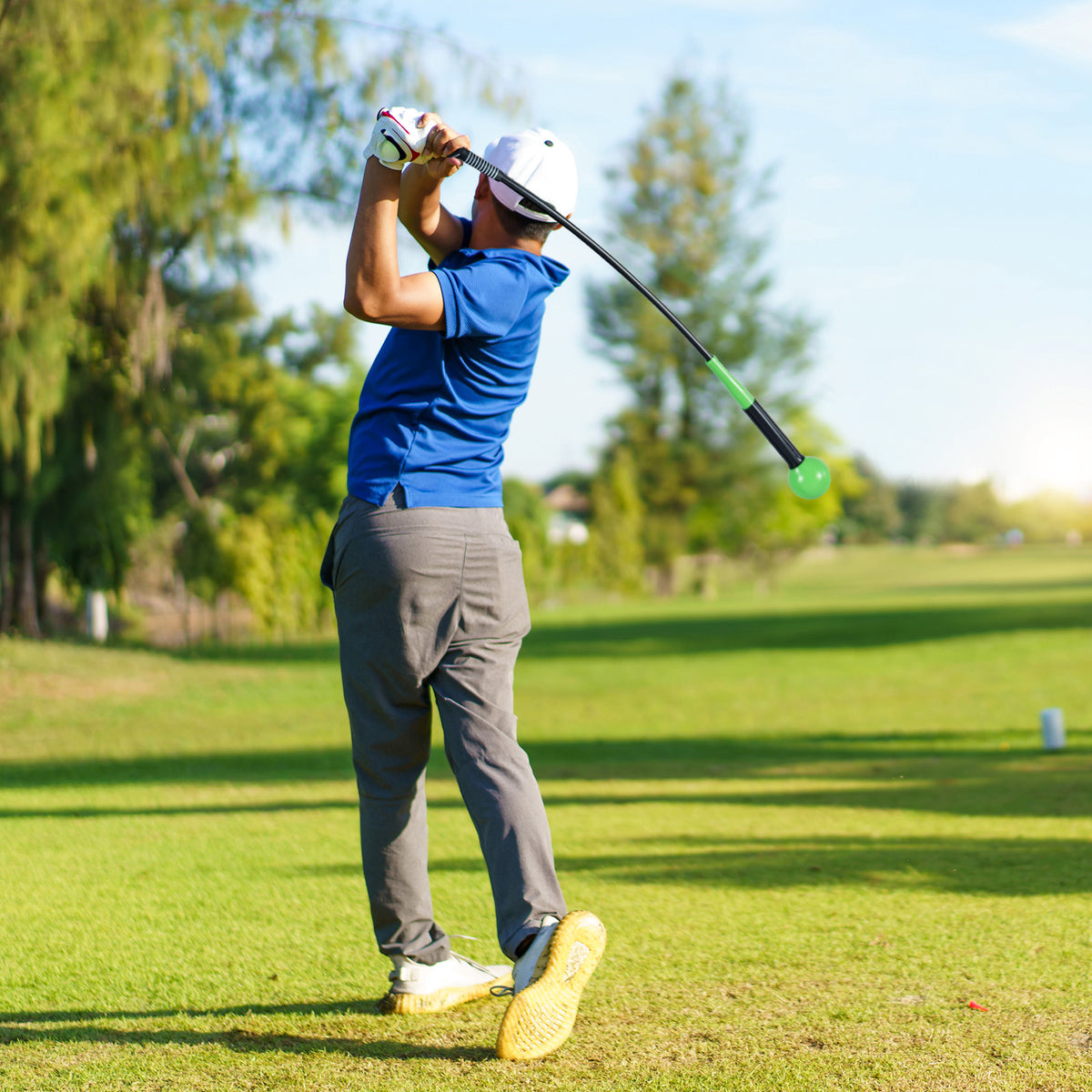 40 Inch Golf Swing Trainer Aid with Weighted Head for Grip Rhythm Balance, Green Golf at Gallery Canada