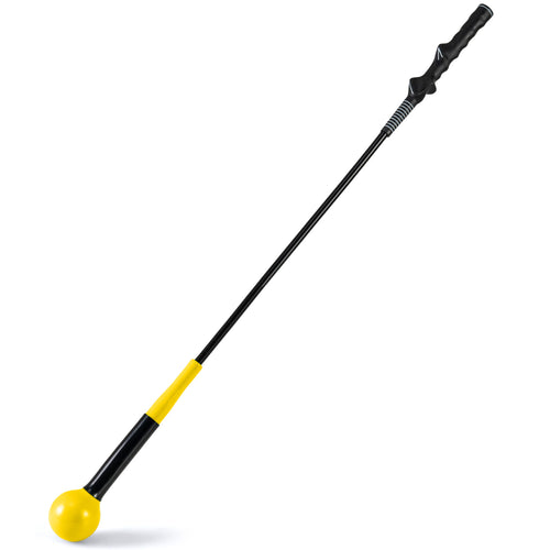 40 Inch Golf Swing Trainer Aid with Weighted Head for Grip  Rhythm  Balance, Yellow
