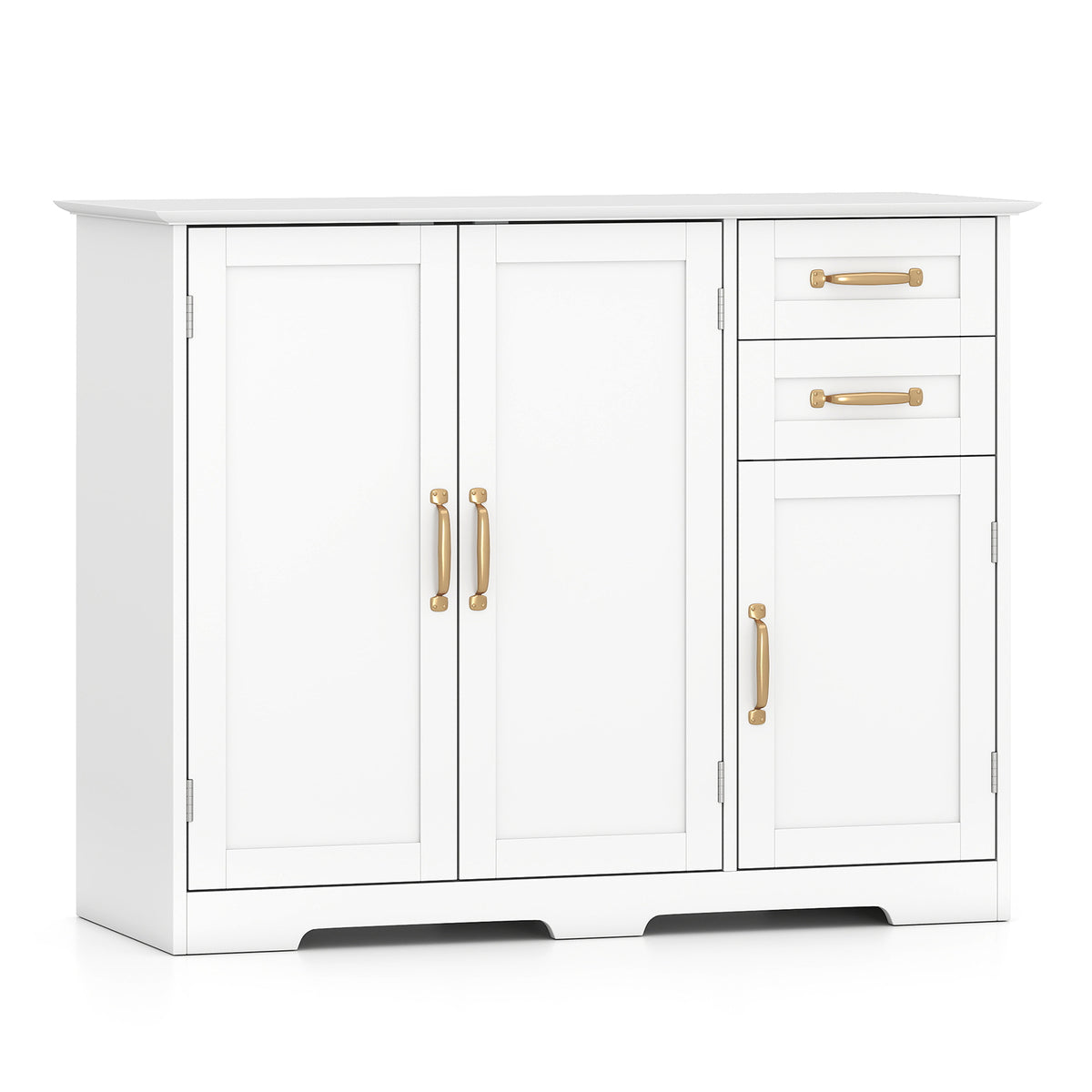 40 Inch Kitchen Sideboard Buffet Cabinet, 2 Drawers, Adjustable Shelf, White Sideboards Cabinets & Buffets at Gallery Canada