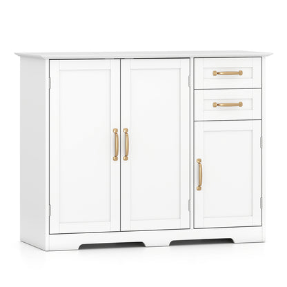 40 Inch Kitchen Sideboard Buffet Cabinet, 2 Drawers, Adjustable Shelf, White Sideboards Cabinets & Buffets at Gallery Canada