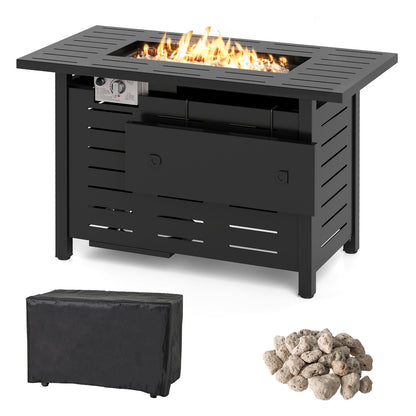 40 Inch Outdoor Propane Fire Pit Table, Black Fire Pit Tables Black at Gallery Canada