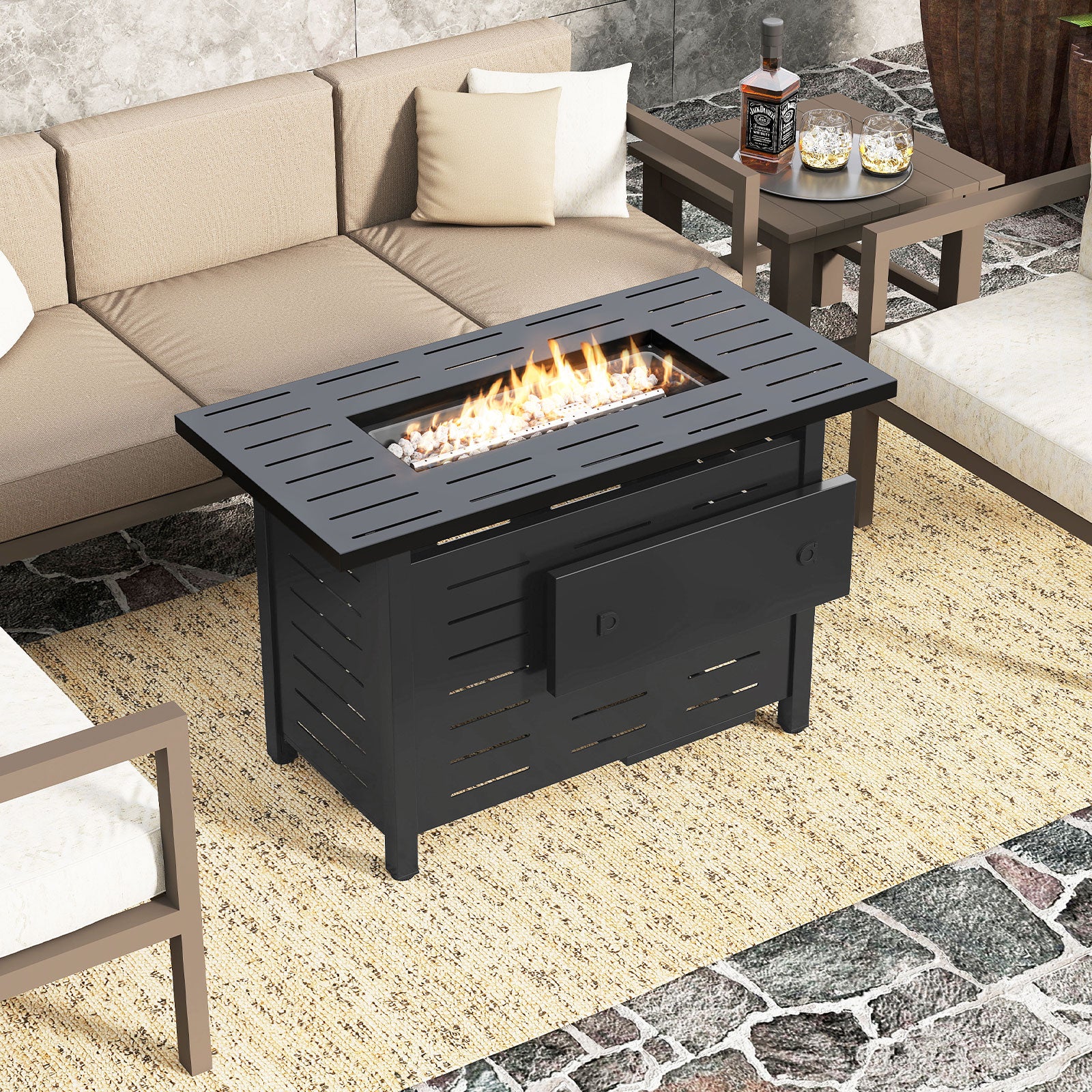 40 Inch Outdoor Propane Fire Pit Table, Black Fire Pit Tables at Gallery Canada