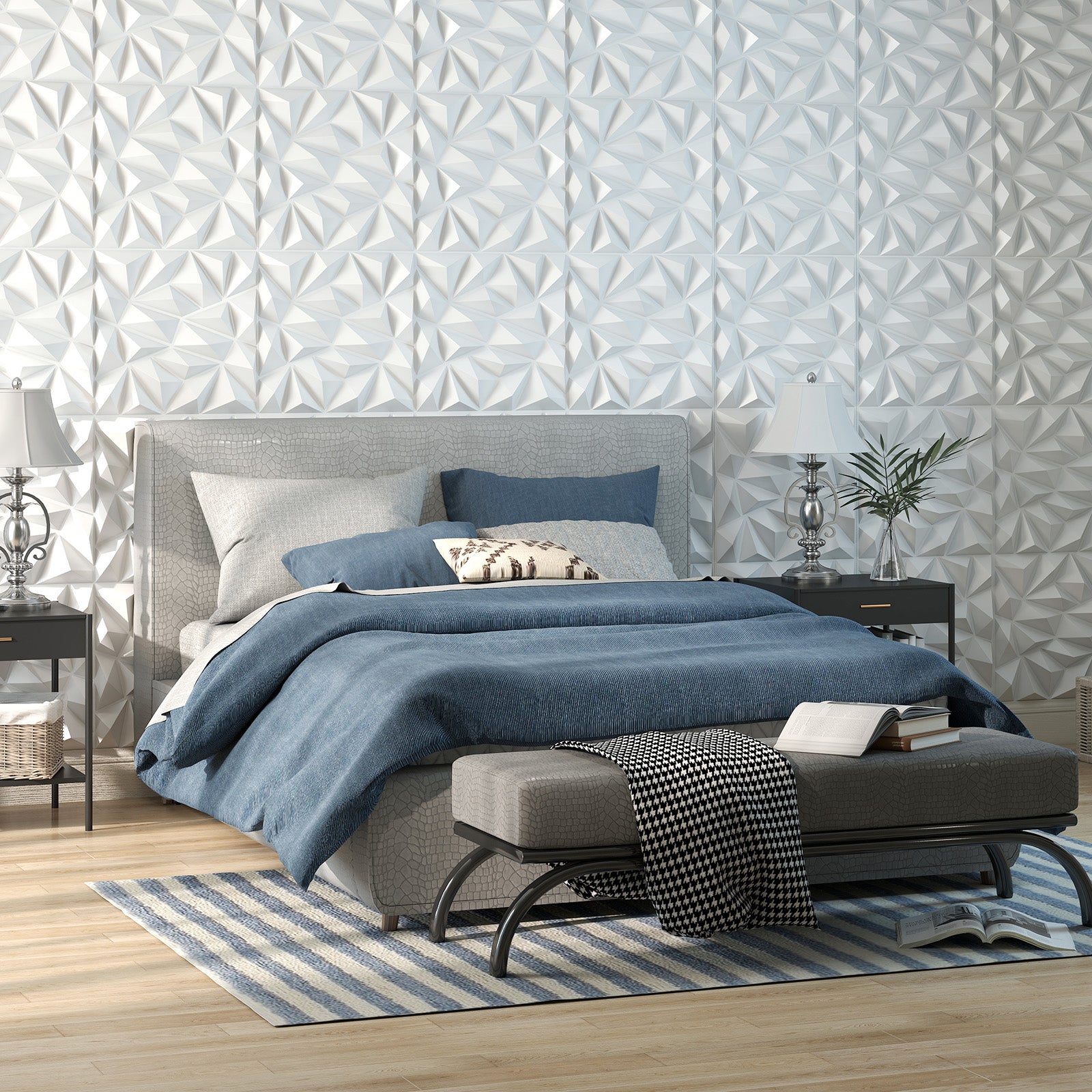 40-Pack 3D Wall Panels, Decorative Diamond Patterns, White Decorative Accessories at Gallery Canada