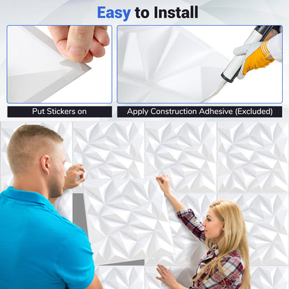 40-Pack 3D Wall Panels, Decorative Diamond Patterns, White Decorative Accessories at Gallery Canada