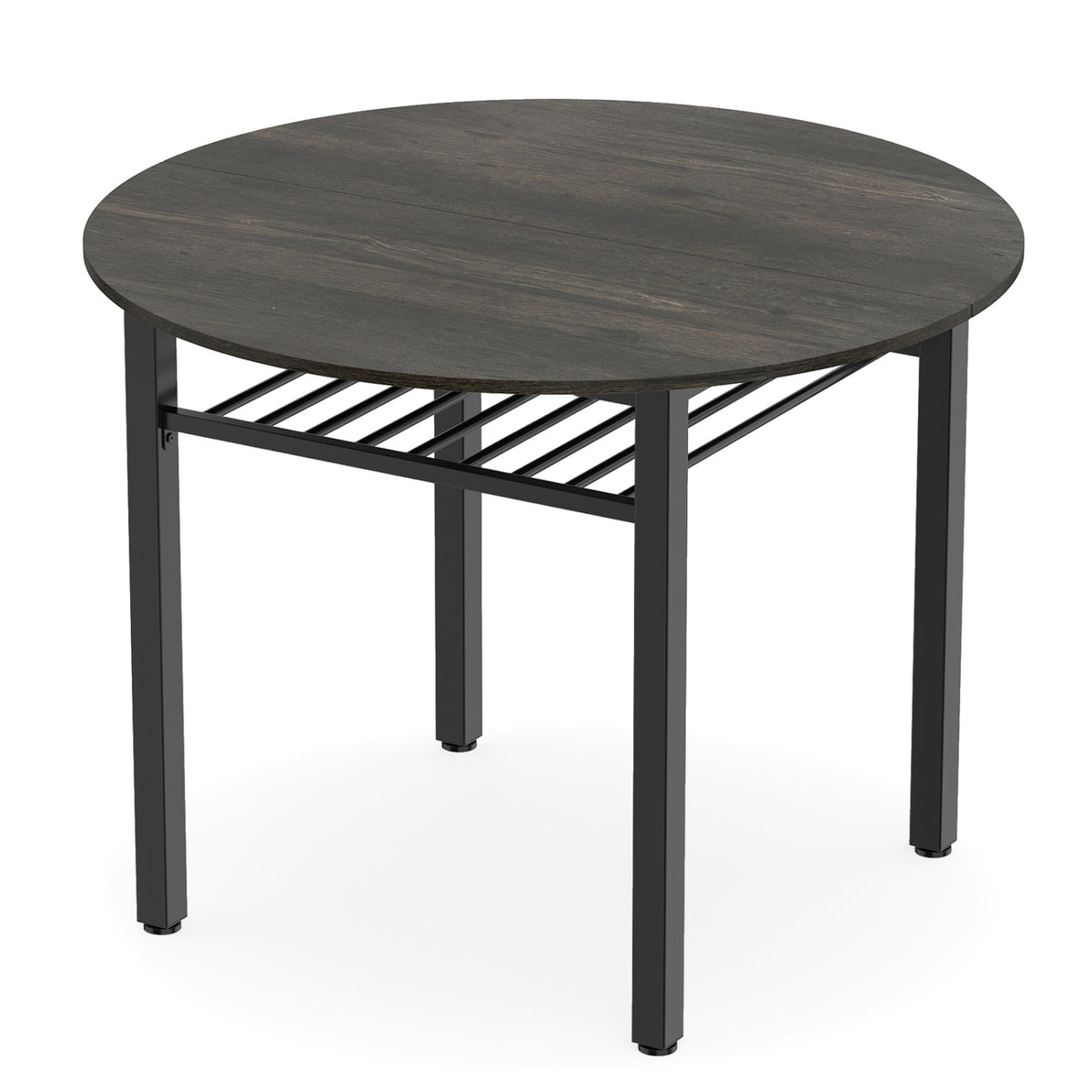 40” Round Kitchen Table with Storage Shelf and Metal Frame for 4 People, Gray Dining Tables at Gallery Canada