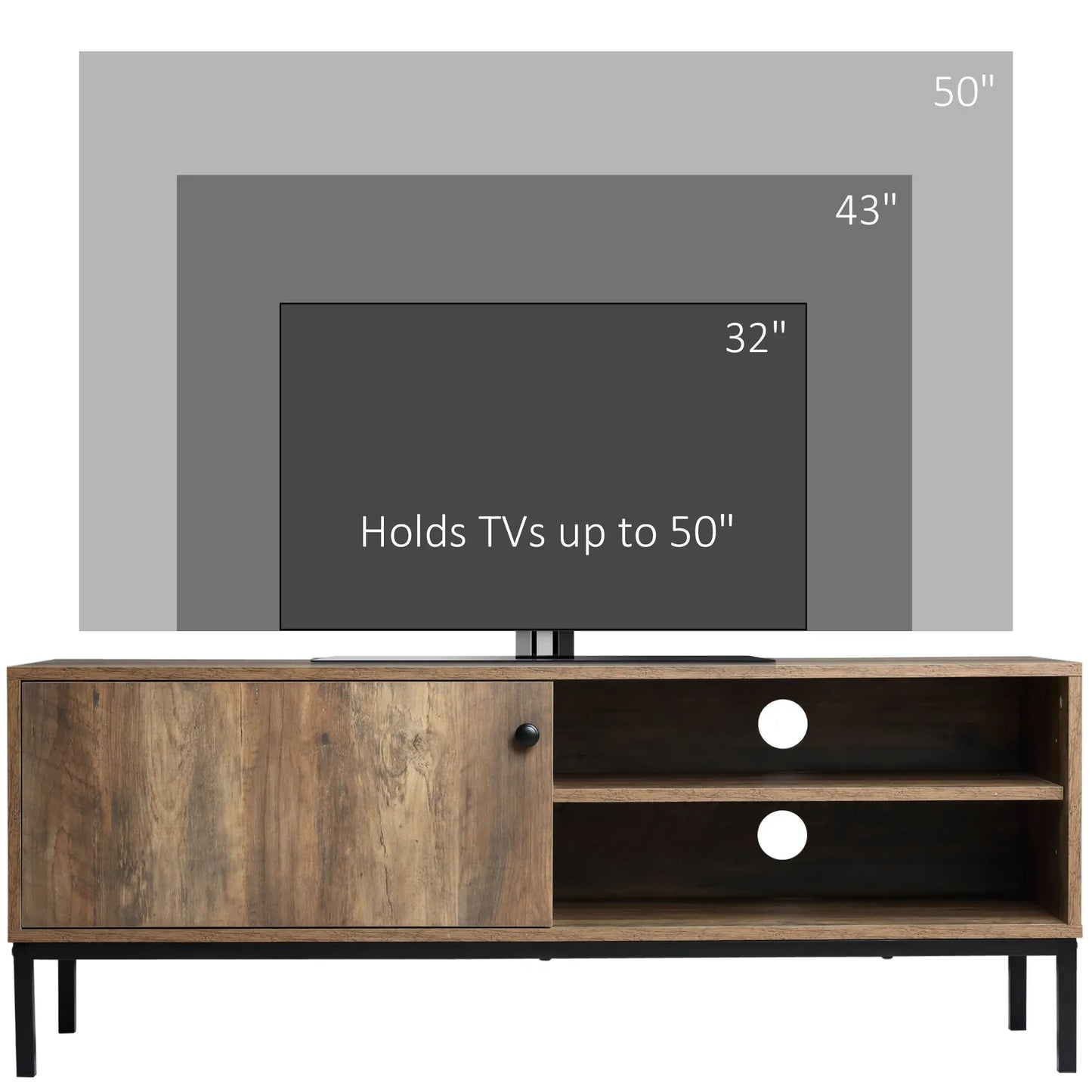 Retro TV Cabinet for 50", Adjustable Shelf, Sliding Door, Living Room TV Stands at Gallery Canada