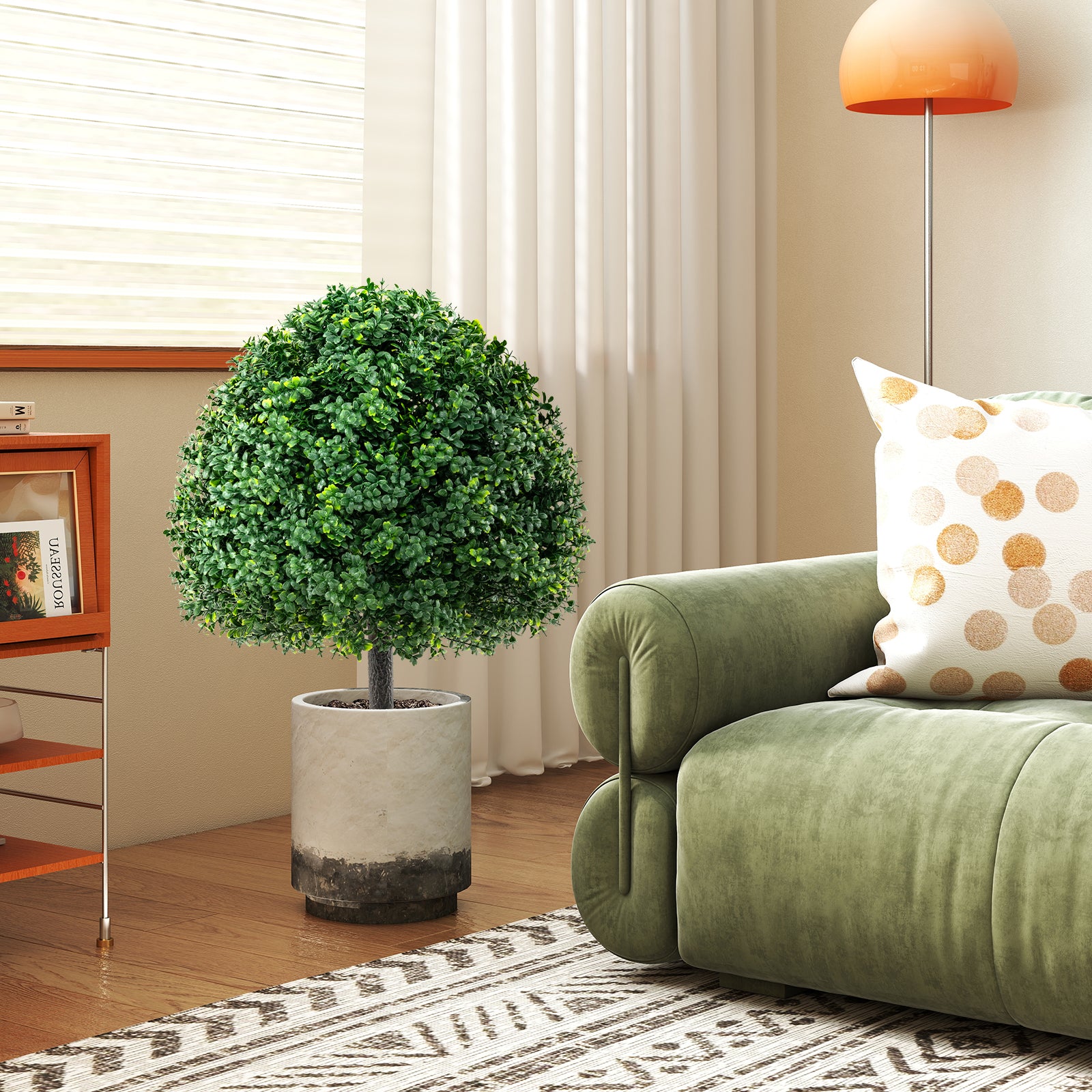28 Inches Artificial Boxwood Topiary Ball Tree, Set of 2, Green Faux Plants at Gallery Canada