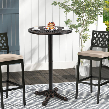 41.5 Inch Patio Round Bar Table Cast Aluminum Bistro Table for Garden, Bronze Patio Coffee Tables at Gallery Canada