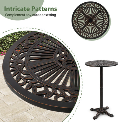 41.5 Inch Patio Round Bar Table Cast Aluminum Bistro Table for Garden, Bronze Patio Coffee Tables at Gallery Canada