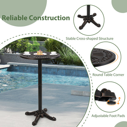 41.5 Inch Patio Round Bar Table Cast Aluminum Bistro Table for Garden, Bronze Patio Coffee Tables at Gallery Canada