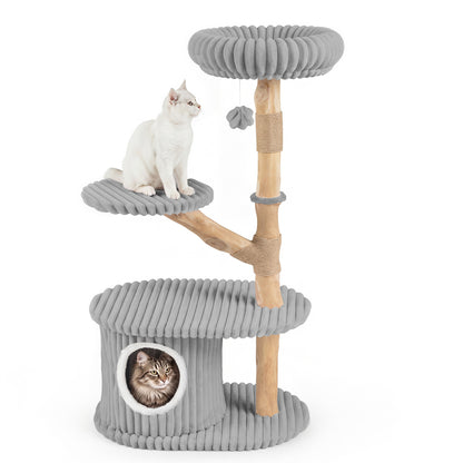 Modern Cat Tower, 41 Inch with Scratching Posts, Gray