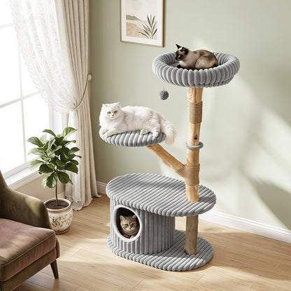 Modern Cat Tower, 41 Inch with Scratching Posts, Gray