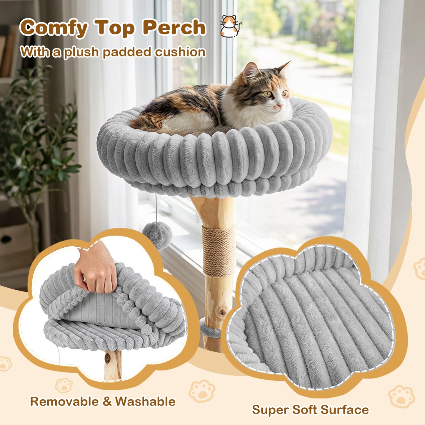 Modern Cat Tower, 41 Inch with Scratching Posts, Gray
