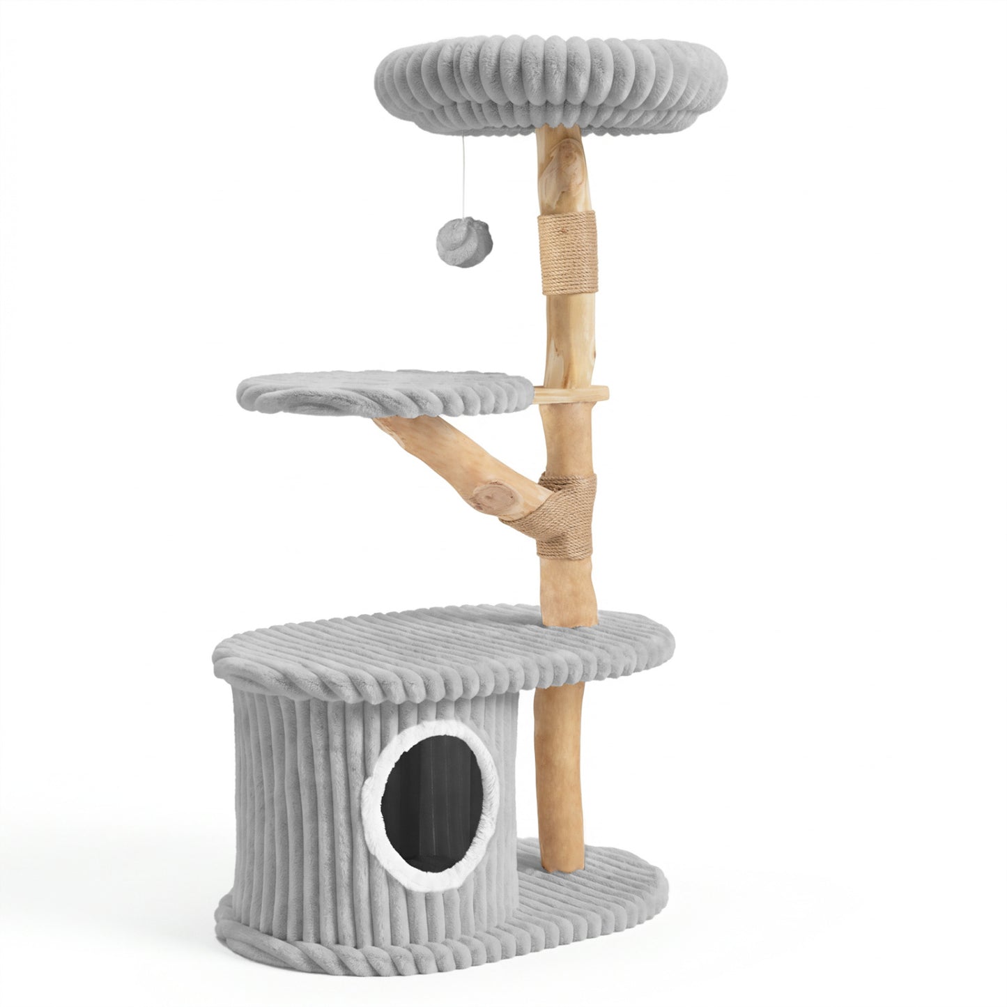 Modern Cat Tower, 41 Inch with Scratching Posts, Gray