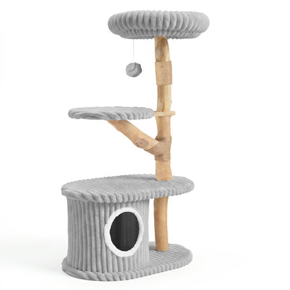 Modern Cat Tower, 41 Inch with Scratching Posts, Gray