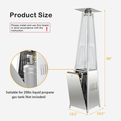 42000 BTU Pyramid Patio Heater With Wheels, Silver Patio Heaters at Gallery Canada