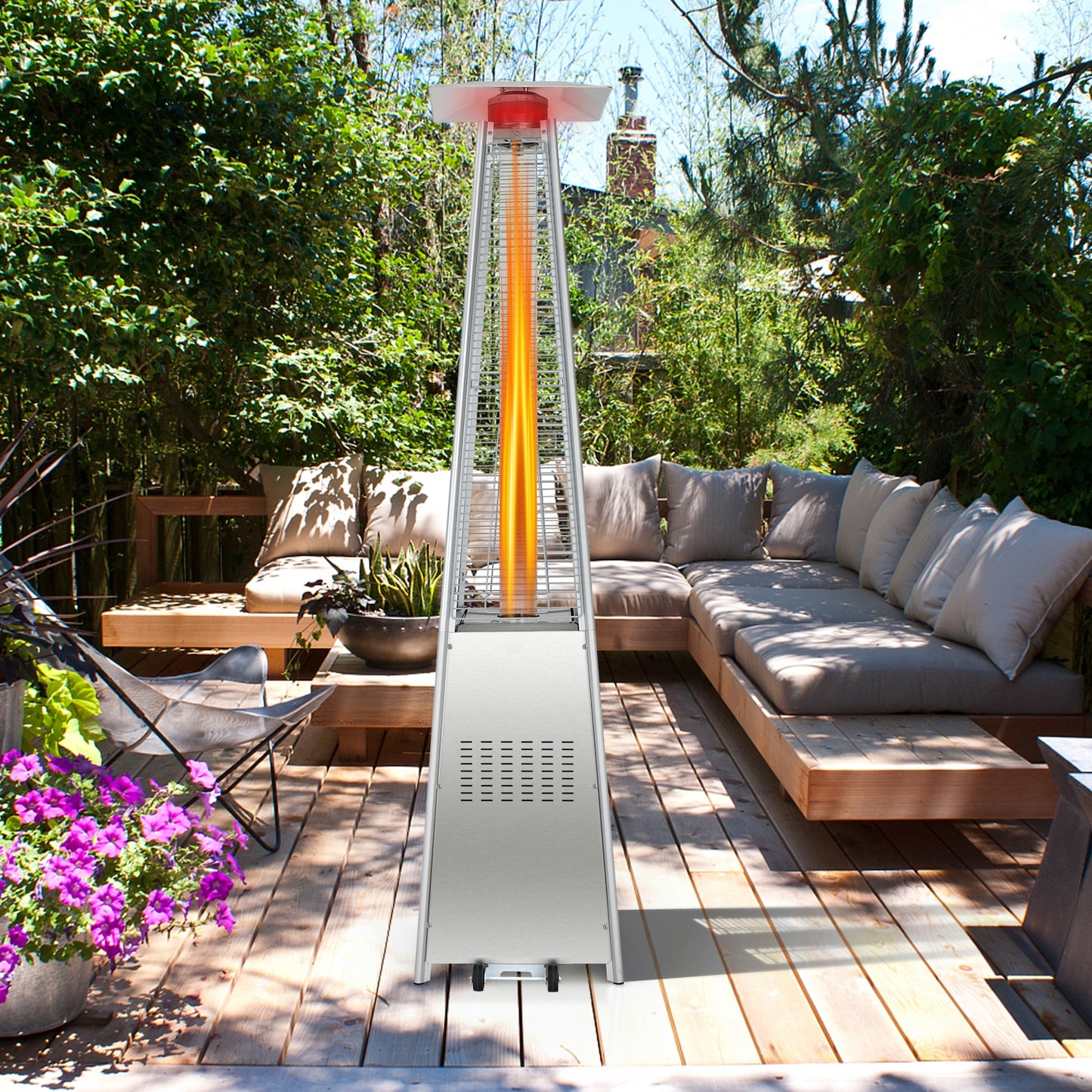 42000 BTU Pyramid Patio Heater With Wheels, Silver Patio Heaters at Gallery Canada