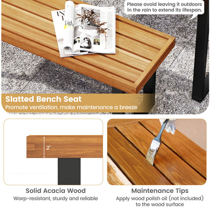 Acacia Wood Outdoor Bench 48 Inch, Natural, Set of 2 Outdoor Benches at Gallery Canada