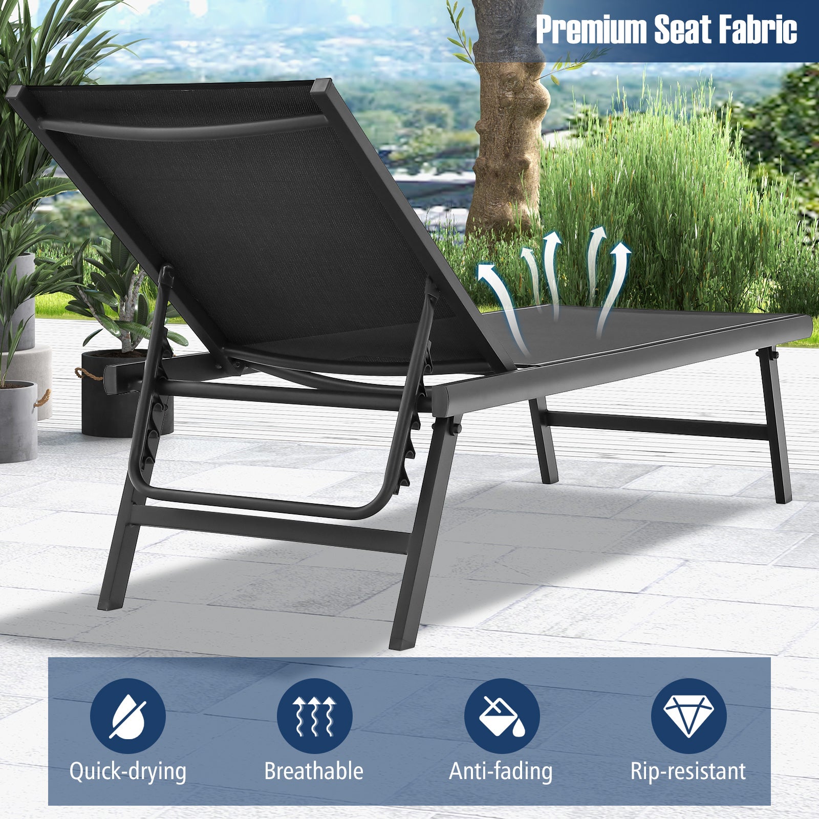 Patio Chaise Lounge Chair And Table Set, 3 Pieces, Black Outdoor Seating & Patio Chairs at Gallery Canada