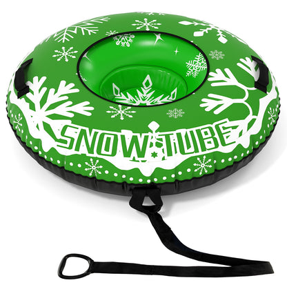 42" Heavy-duty Inflatable Snow Tube with Detachable Tow Strap, Green Winter Sports & Activities Green at Gallery Canada