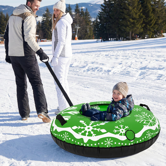 42" Heavy-duty Inflatable Snow Tube with Detachable Tow Strap, Green Winter Sports & Activities Green at Gallery Canada