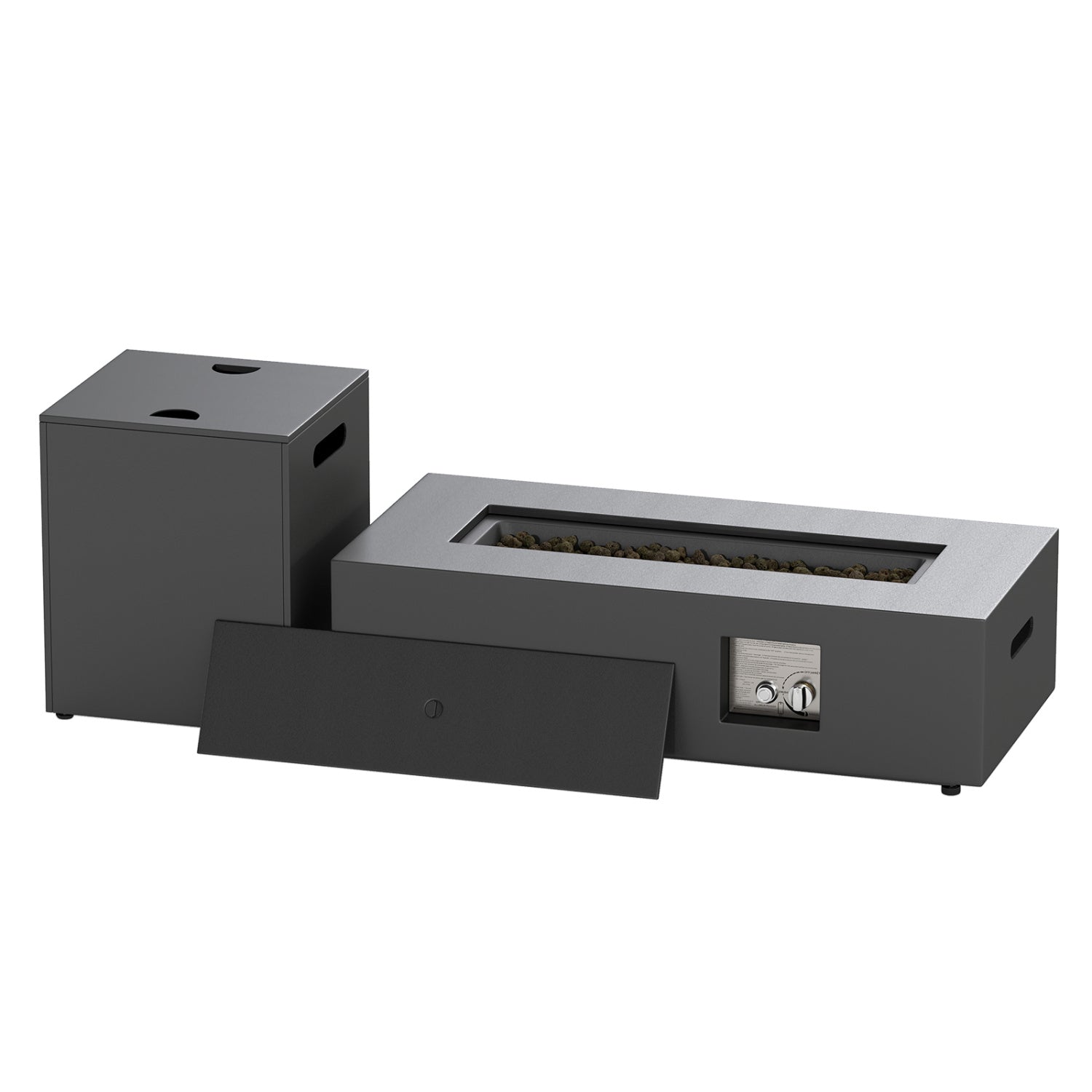 42 Inch 50,000 BTU Outdoor Rectangular Fire Table, With Tank Holder, Gray Fire Pit Tables at Gallery Canada