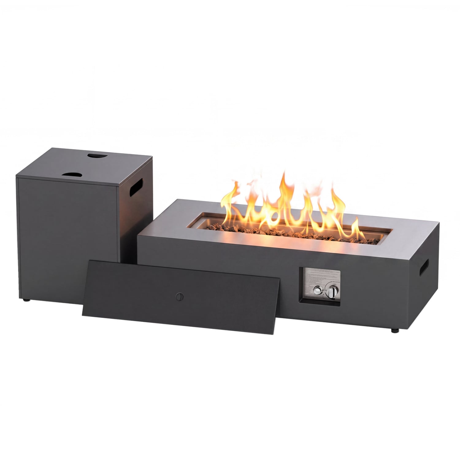 42 Inch 50,000 BTU Outdoor Rectangular Fire Table, With Tank Holder, Gray Fire Pit Tables at Gallery Canada