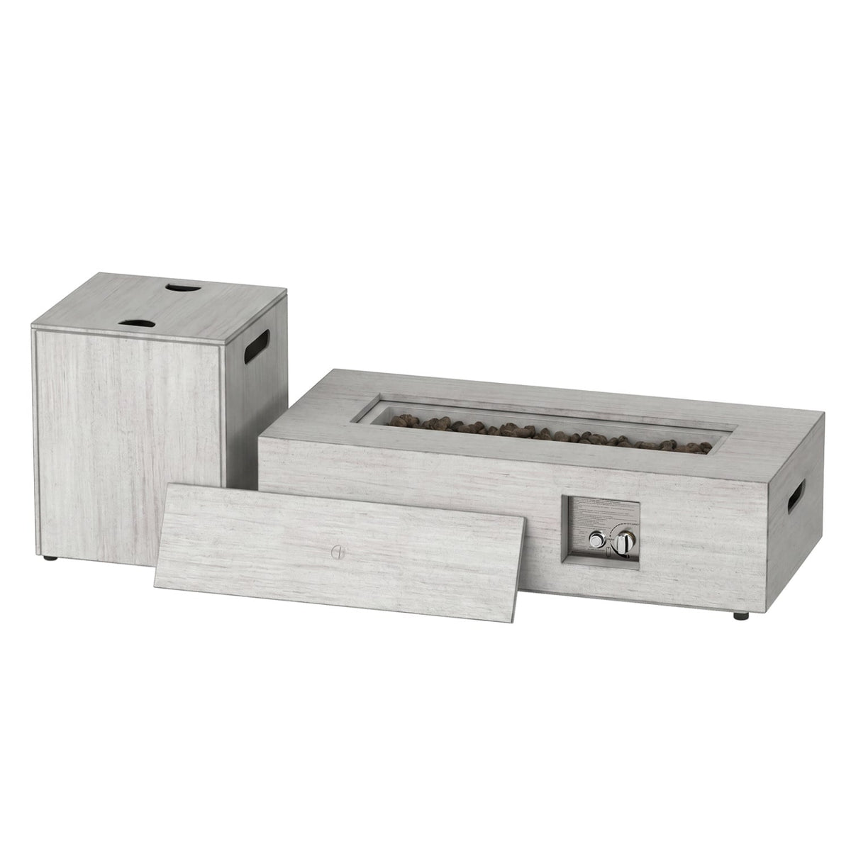 42 Inch 50,000 BTU Outdoor Rectangular Fire Table, With Tank Holder, Light Gray Fire Pit Tables Light Gray at Gallery Canada