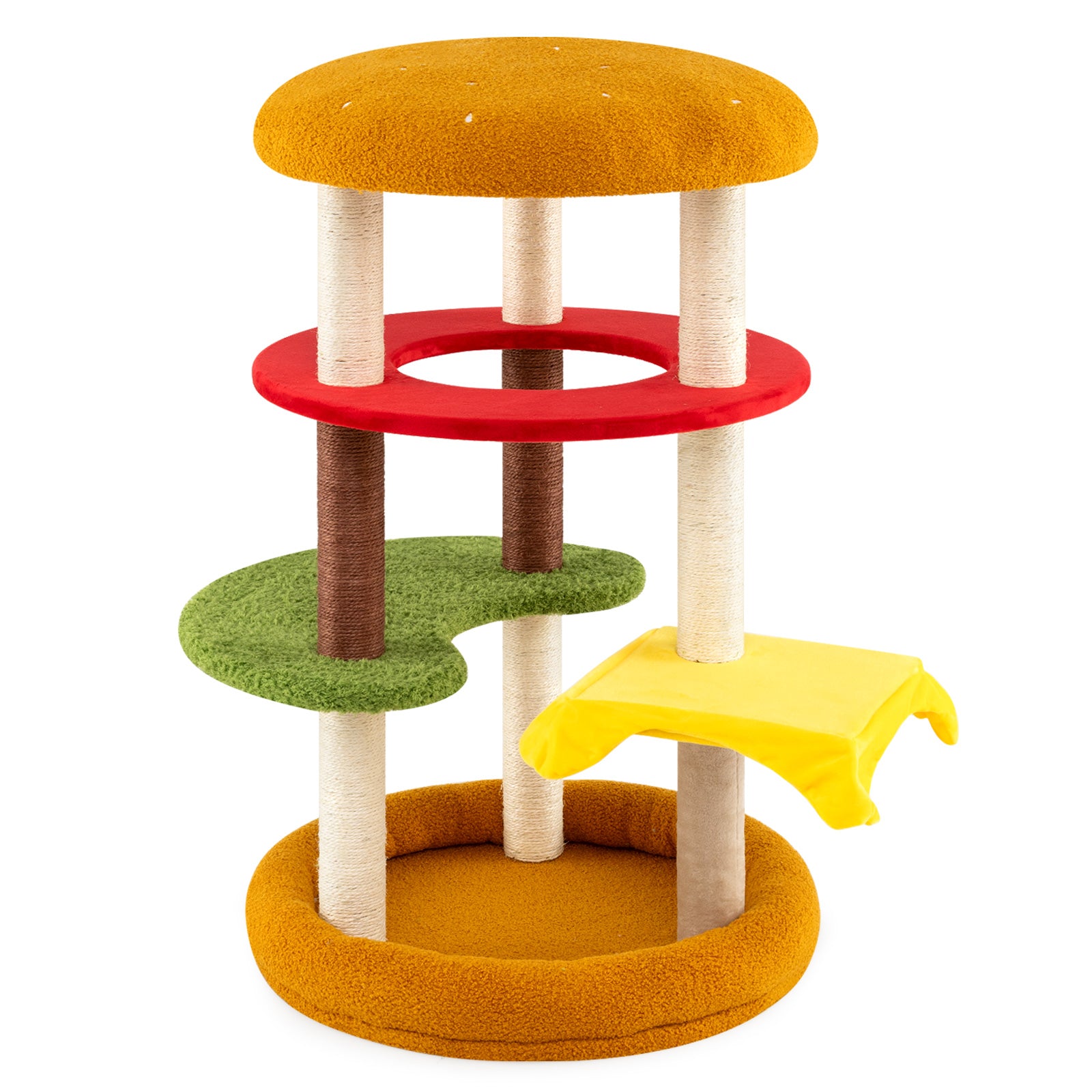 42 Inch Tall Cat Tree, Multi-Level, Padded Perch, Cat Bed, Yellow Cat Trees Condos & Scratchers at Gallery Canada