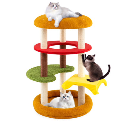 42 Inch Tall Cat Tree, Multi-Level, Padded Perch, Cat Bed, Yellow Cat Trees Condos & Scratchers at Gallery Canada
