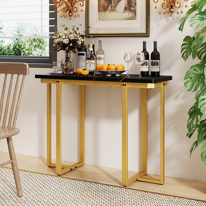 42 Inches Modern Faux Marble Entryway Table with Geometric Metal Frame, Black Console Tables at Gallery Canada