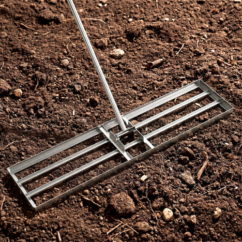 42 x 10 Inch Lawn Leveling Rake, Ergonomic Handle, Silver