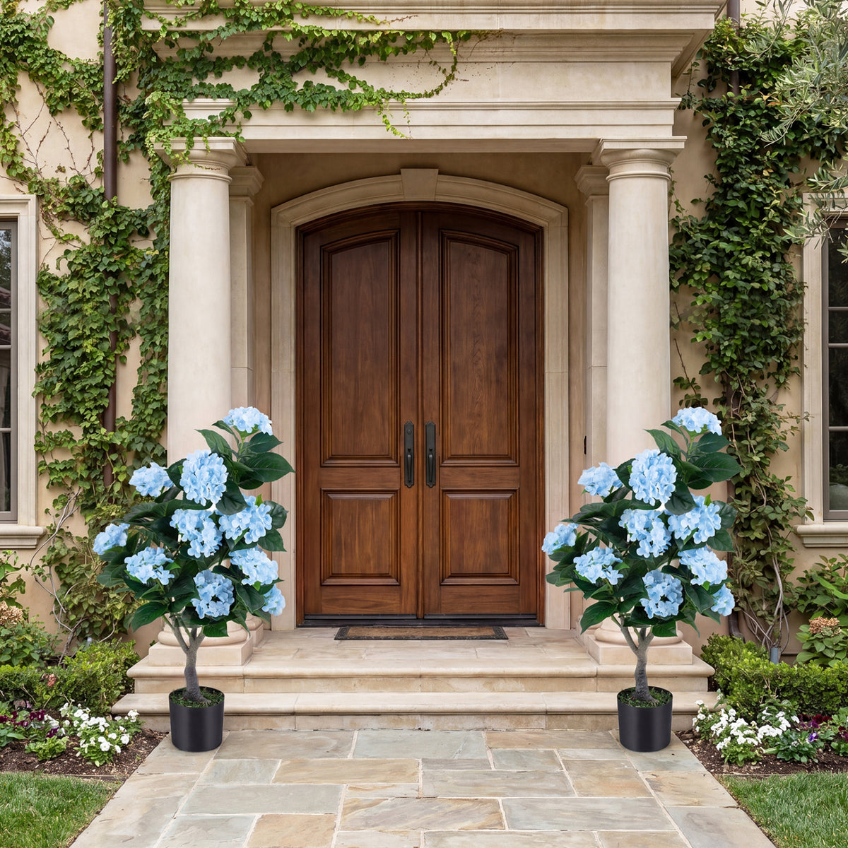 43.5" Artificial Hydrangea Tree, 2 Pack, Blue Faux Plants at Gallery Canada