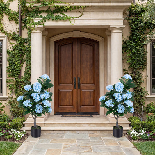 43.5" Artificial Hydrangea Tree, 2 Pack, Blue Faux Plants Blue at Gallery Canada