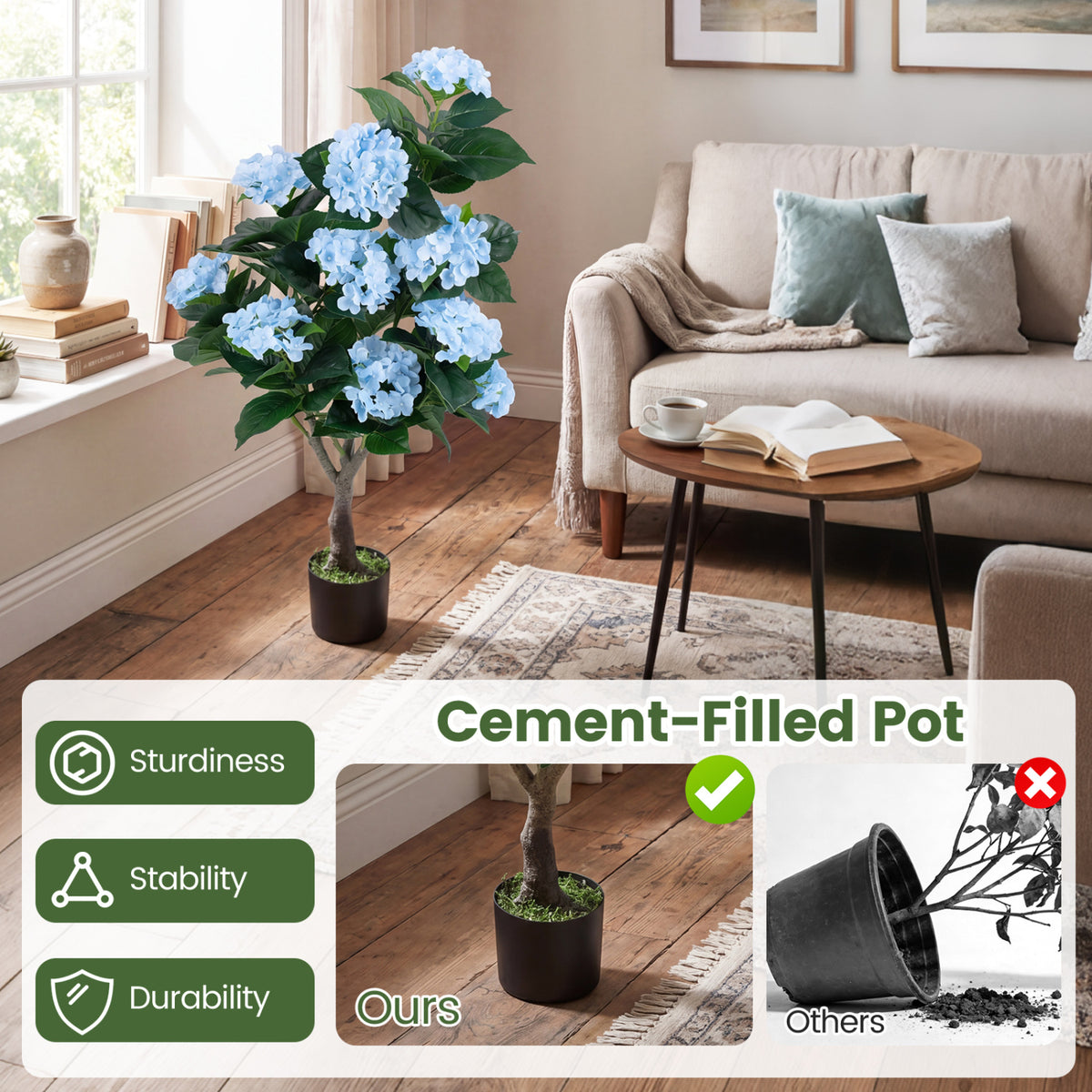 43.5" Artificial Hydrangea Tree, 2 Pack, Blue Faux Plants at Gallery Canada