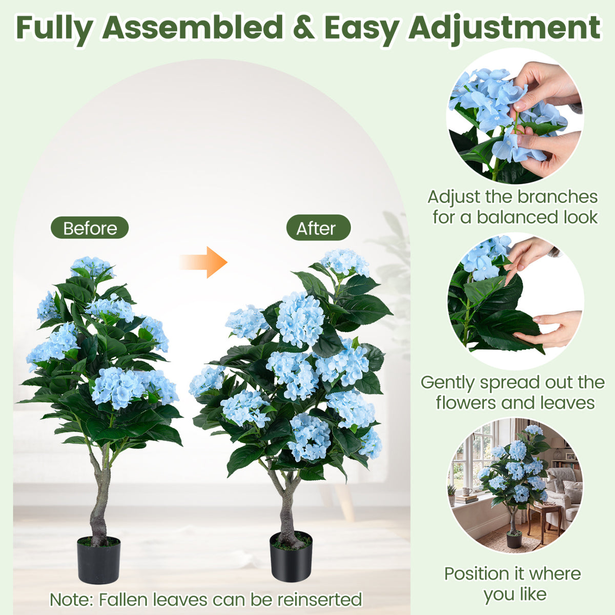 43.5" Artificial Hydrangea Tree, 2 Pack, Blue Faux Plants at Gallery Canada