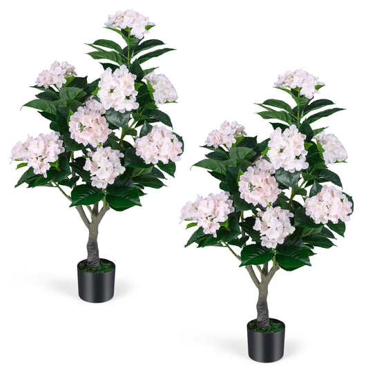 Artificial Hydrangea Tree 2 Pack, Pink, 43.5" Faux Plants Pink at Gallery Canada
