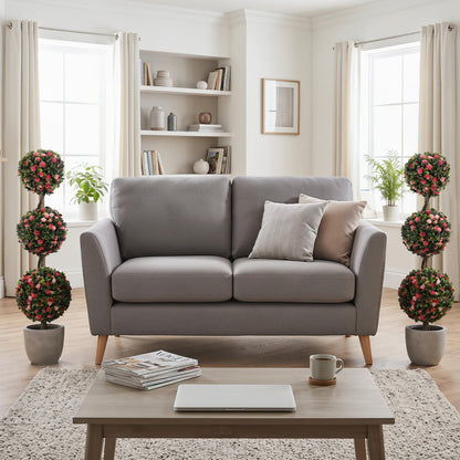 43.5" Artificial Triple Ball Rose Topiary Tree with Lifelike Blooms and Green Leaves Faux Plants at Gallery Canada