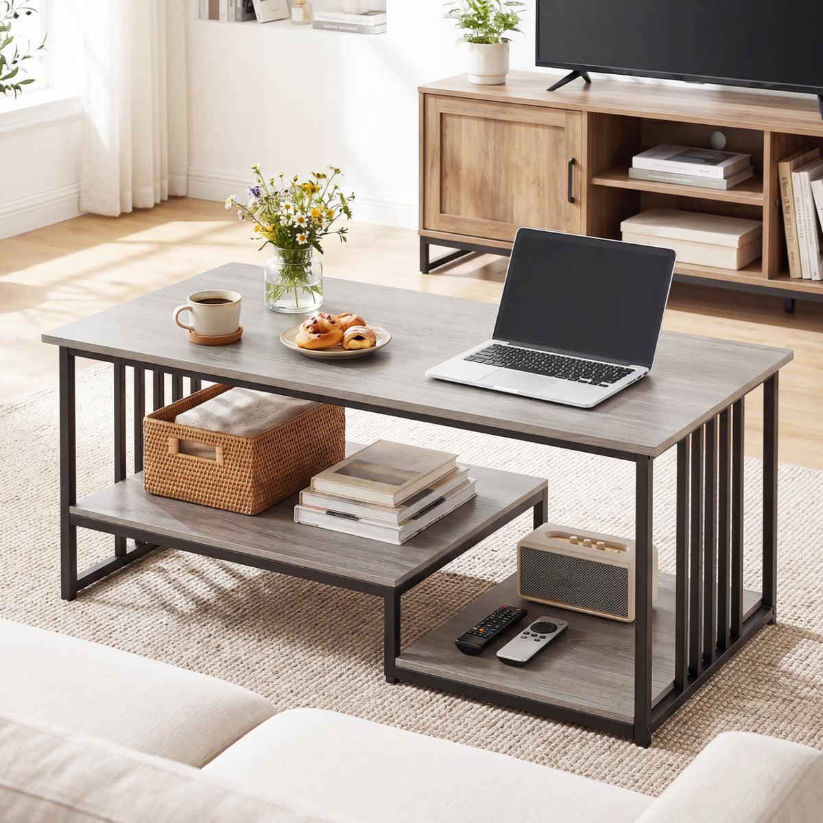 Coffee Table, 2-Tier With Open Storage Shelf, Oak Coffee Tables at Gallery Canada