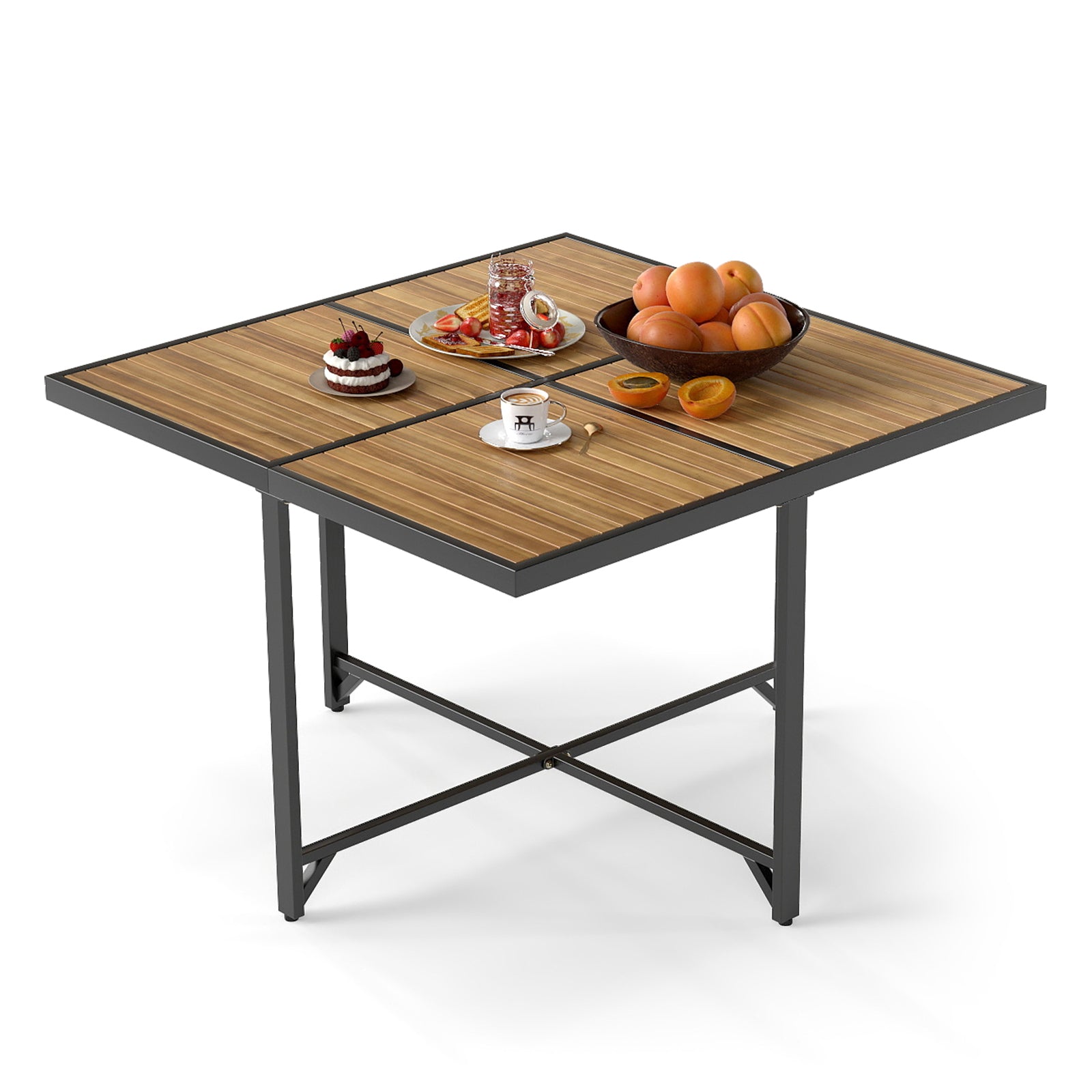 43.5 Inch 4-Person Square Patio Dining Table, Natural Patio Dining Tables Natural at Gallery Canada